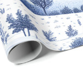 Blue Toile Countryside Scene (6) Geschenkpapier (Rolleneckpunkt)