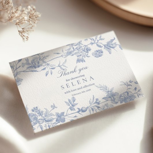 Blue Toile Dankeschön Card | Elegantes Brautparty Dankeskarte