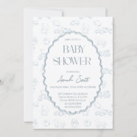 Blue Toile de Jouy Baby Dusche