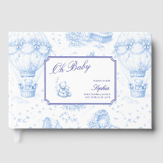 Blue Toile de Jouy Baby Shower Guest Book Gästebuch
