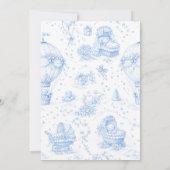 Blue Toile de Jouy Baby Shower Invitation Einladung (Rückseite)