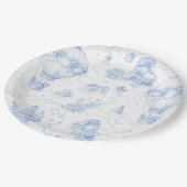 Blue Toile de Jouy Baby Shower Paper Plates Pappteller (Schrägansicht)