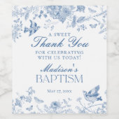 Blue Toile De Jouy Baptism Favoriten Weinetikett (Einzelnes Label)