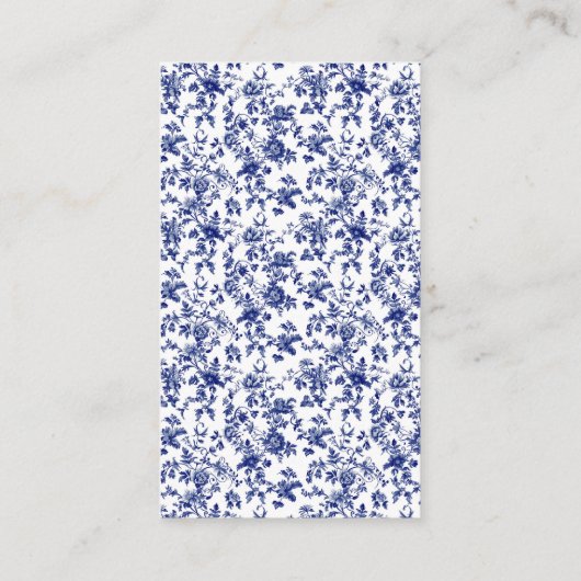 Blue Toile de Jouy Bow Babydusche Buchanfrage Begleitkarte (Rückseite)