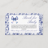 Blue Toile de Jouy Bow Babydusche Buchanfrage Begleitkarte (Vorderseite)
