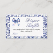 Blue Toile de Jouy Bow Babydusche Windelwanne Begleitkarte (Vorderseite)