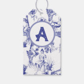 Blue Toile de Jouy Brautparty Geschenkanhänger (Vorderseite)