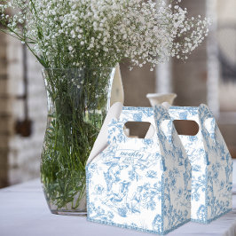 Blue Toile de Jouy Brautparty Geschenkschachtel