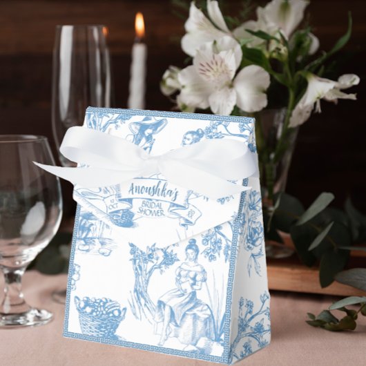 Blue Toile de Jouy Brautparty Geschenkschachtel