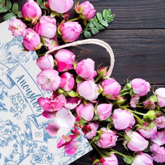 Blue Toile de Jouy Brautparty Große Geschenktüte