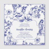 Blue Toile de Jouy Brautparty Magneteinladung (Vorderseite)