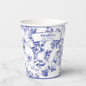 Blue Toile de Jouy Brautparty Pappbecher (Rückseite)