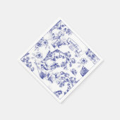 Blue Toile de Jouy Brautparty Serviette (Ecke)