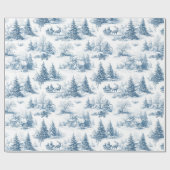 Blue Toile de Jouy Christmas Wrapping Paper Geschenkpapier (Flach)