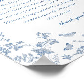 Blue Toile De Jouy Diaper Gedanken Kinderdusche Poster (Ecke)