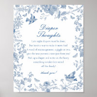 Blue Toile De Jouy Diaper Gedanken Kinderdusche
