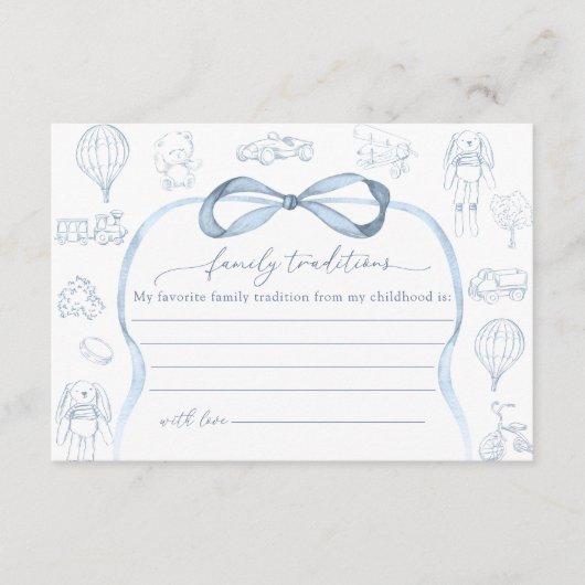 Blue Toile De Jouy Familientraditionen Begleitkarte (Vorderseite)