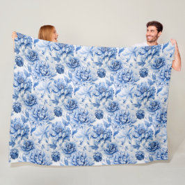 Blue Toile de Jouy Fleecedecke