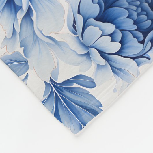 Blue Toile de Jouy Fleecedecke (Ecke)