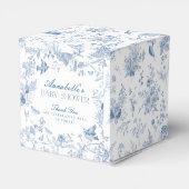 Blue Toile De Jouy Floral Baby Dusche Fühxen Geschenkschachtel (Rückseite)