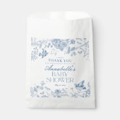 Blue Toile De Jouy Floral Baby Shower Dessert Geschenktütchen (Vorderseite)