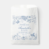 Blue Toile De Jouy Floral Baby Sprinkle Dessert Geschenktütchen (Vorderseite)