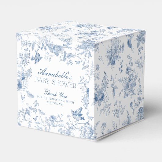 Blue Toile De Jouy Floral Brautparty Fevor Box Geschenkschachtel (Rückseite)