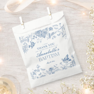 Blue Toile De Jouy Floral Taufe Dessert Geschenktütchen