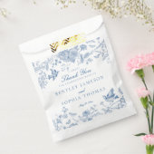 Blue Toile De Jouy Floral Wedding Dessert Geschenktütchen (Versiegelt)