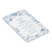 Blue Toile De Jouy French Floral Save the Date Magnet (Rechte Seite)