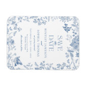 Blue Toile De Jouy French Floral Save the Date Magnet (Horizontal)