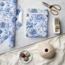 Blue Toile de Jouy Geschenkpapier
