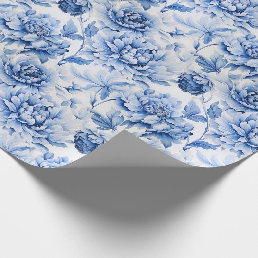 Blue Toile de Jouy Geschenkpapier (Ecke)
