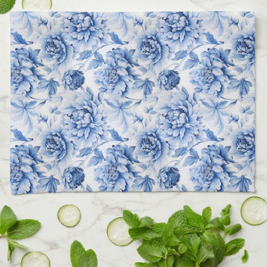 Blue Toile de Jouy Geschirrtuch (Gefaltet)