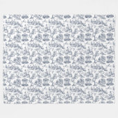 Blue Toile de Jouy im französischen Landstil Fleecedecke (Vorderseite (Horizontal))