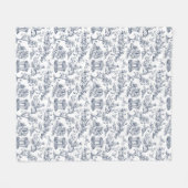 Blue Toile de Jouy im französischen Landstil Fleecedecke (Vorderseite (Horizontal))