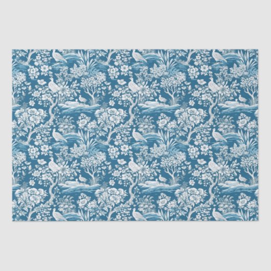 Blue Toile de Jouy inspiriert Floral Seidenpapier (Vorderseite)