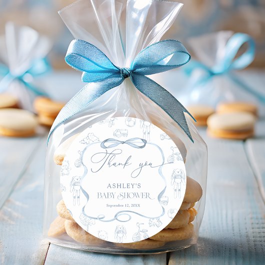 Blue Toile de Jouy Kinderzimmer Baby Dusche Vielen Runder Aufkleber