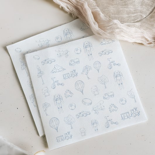 Blue Toile De Jouy Kinderzimmer Babydusche Serviette