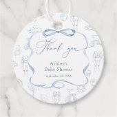 Blue Toile de Jouy Kinderzimmer Boy Baby Dusche Da Geschenkanhänger (Vorderseite)