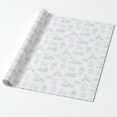 Blue Toile de Jouy Kinderzimmer Boy Baby Dusche Geschenkpapier (Ungerollt)