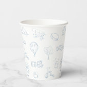 Blue Toile de Jouy Kinderzimmer Boy Baby Dusche Pappbecher (Rückseite)