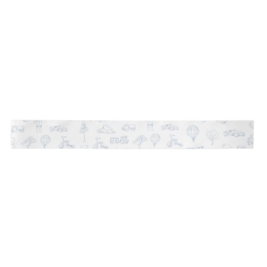 Blue Toile de Jouy Kinderzimmer Satinband (Vorderseite)