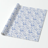 Blue Toile De Jouy Osterhase Geschenkpapier (Ungerollt)