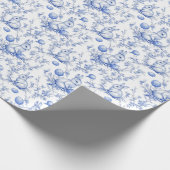 Blue Toile De Jouy Osterhase Geschenkpapier (Ecke)
