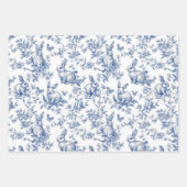 Blue Toile De Jouy Osterhase Geschenkpapier Set (Vorderseite 3)