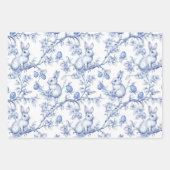 Blue Toile De Jouy Osterhase Geschenkpapier Set (Vorderseite 2)