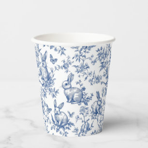 Blue Toile De Jouy Osterhase Pappbecher