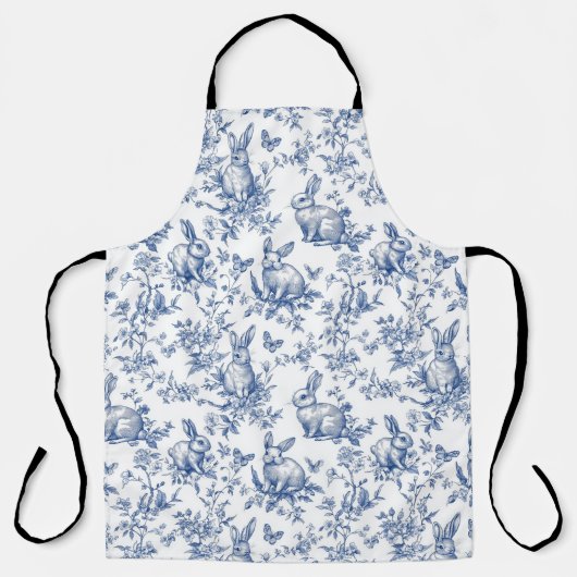 Blue Toile De Jouy Osterhase Schürze (Vorderseite)