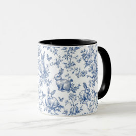 Blue Toile De Jouy Osterhase Tasse